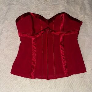 Bebe Vibrant Red Satin Top